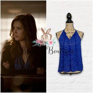 Elena Gilbert's Zoa Sleeveless Dotted Silk Top